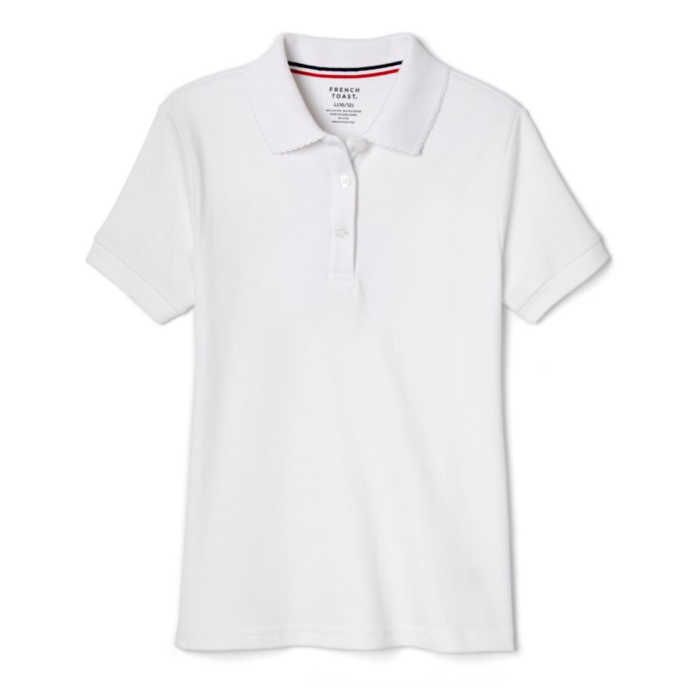 Classic Girls' Short Sleeve School Uniform Polo – White