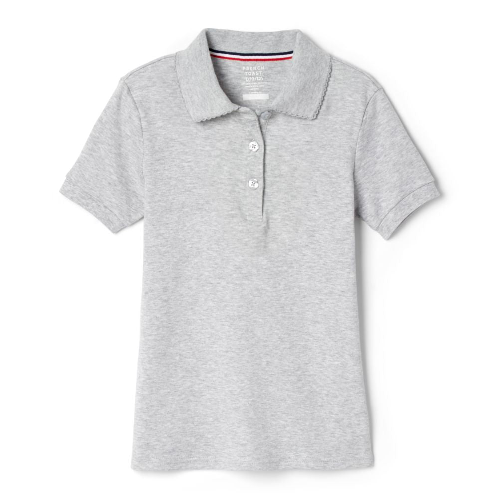 Classic Girls' Short Sleeve School Uniform Polo – Heather Gray