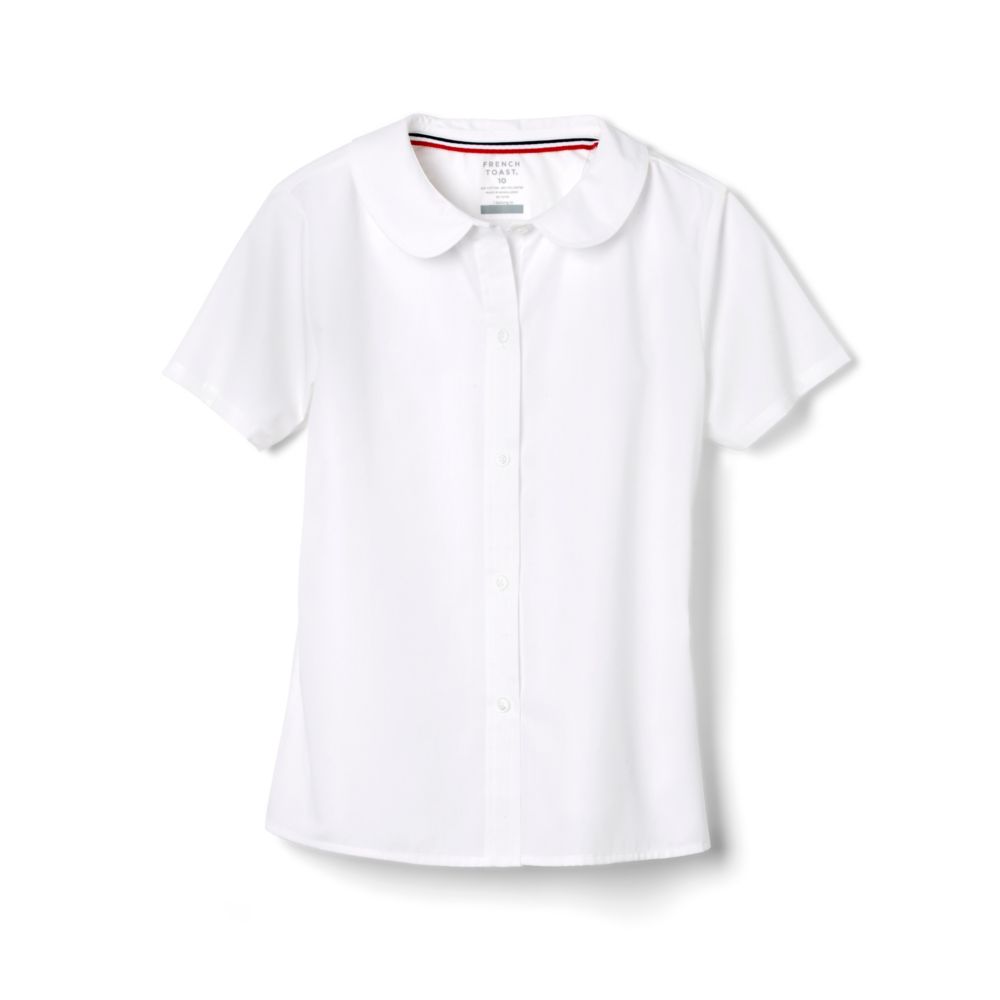 Girls' Classic Short Sleeve Woven School Blouse – White